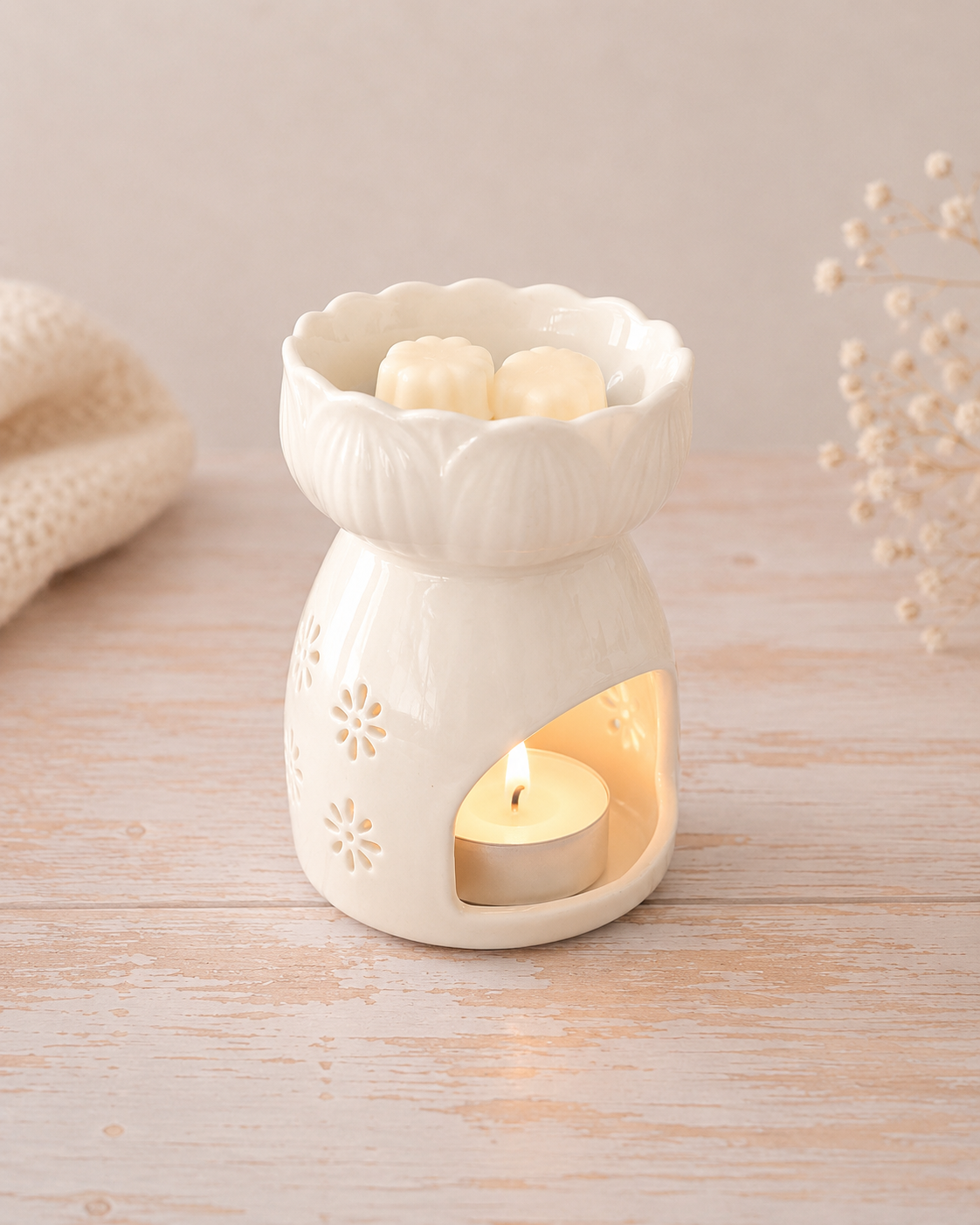 Keramik Duftlampe Lotus | Duftlampe für Duftwachs
