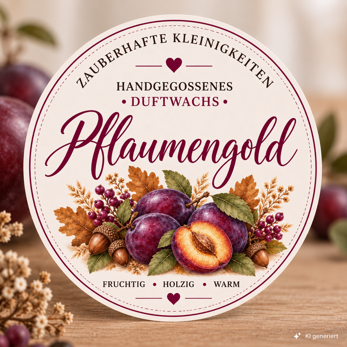 Pflaumengold - handgegossene Wax Melts aus Sojawachs