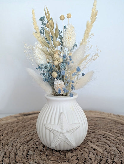 Maritime Mini-Vase mit Trockenblumen | Handgemachtes Deko-Set mit Seestern