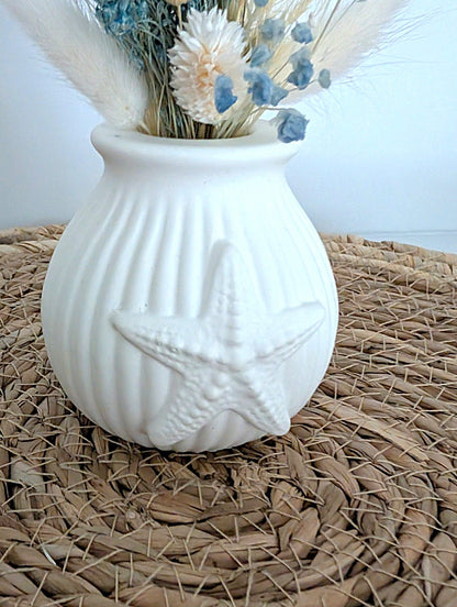 Maritime Mini-Vase mit Trockenblumen | Handgemachtes Deko-Set mit Seestern