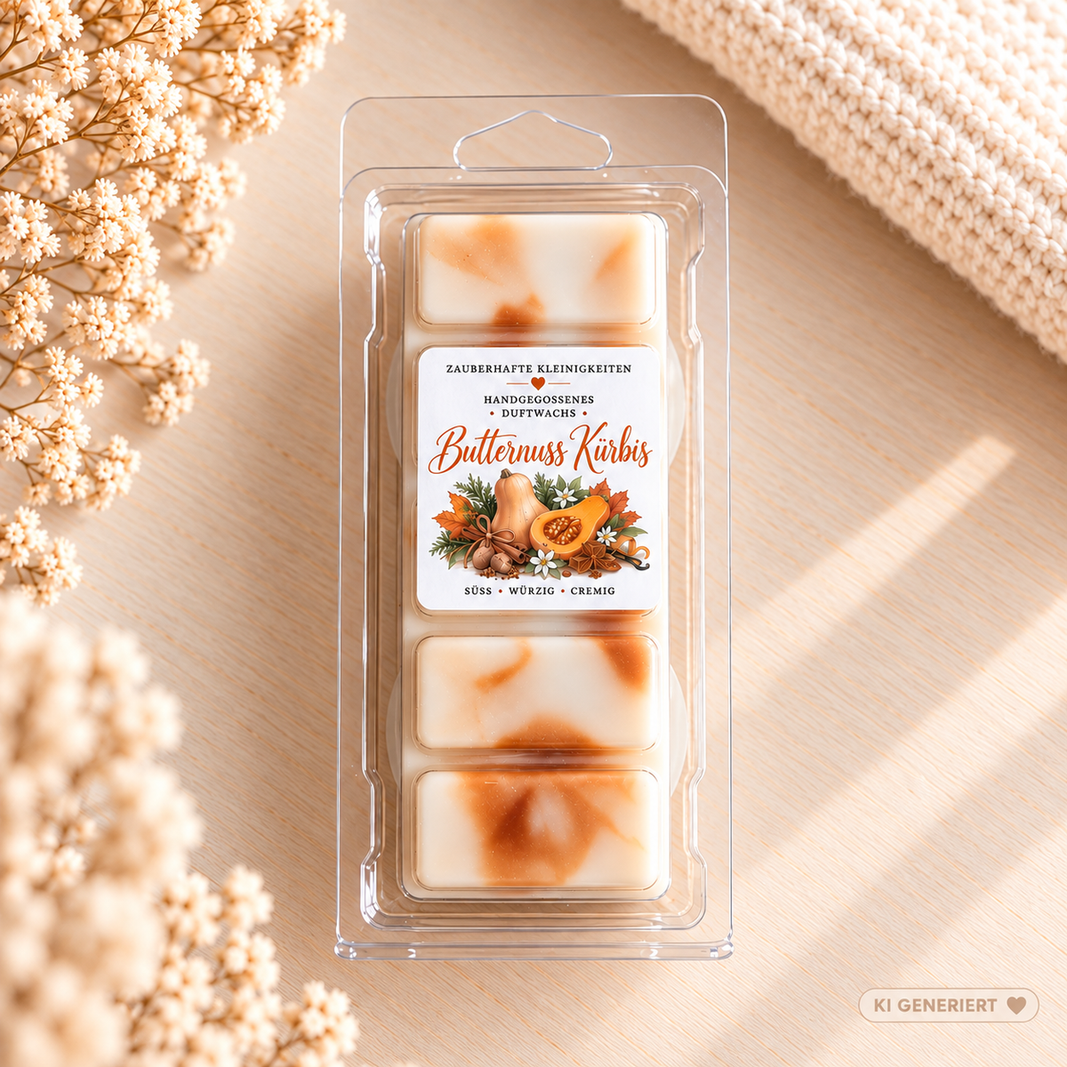 Butternuss Kürbis - handgegossene Wax Melts aus Sojawachs