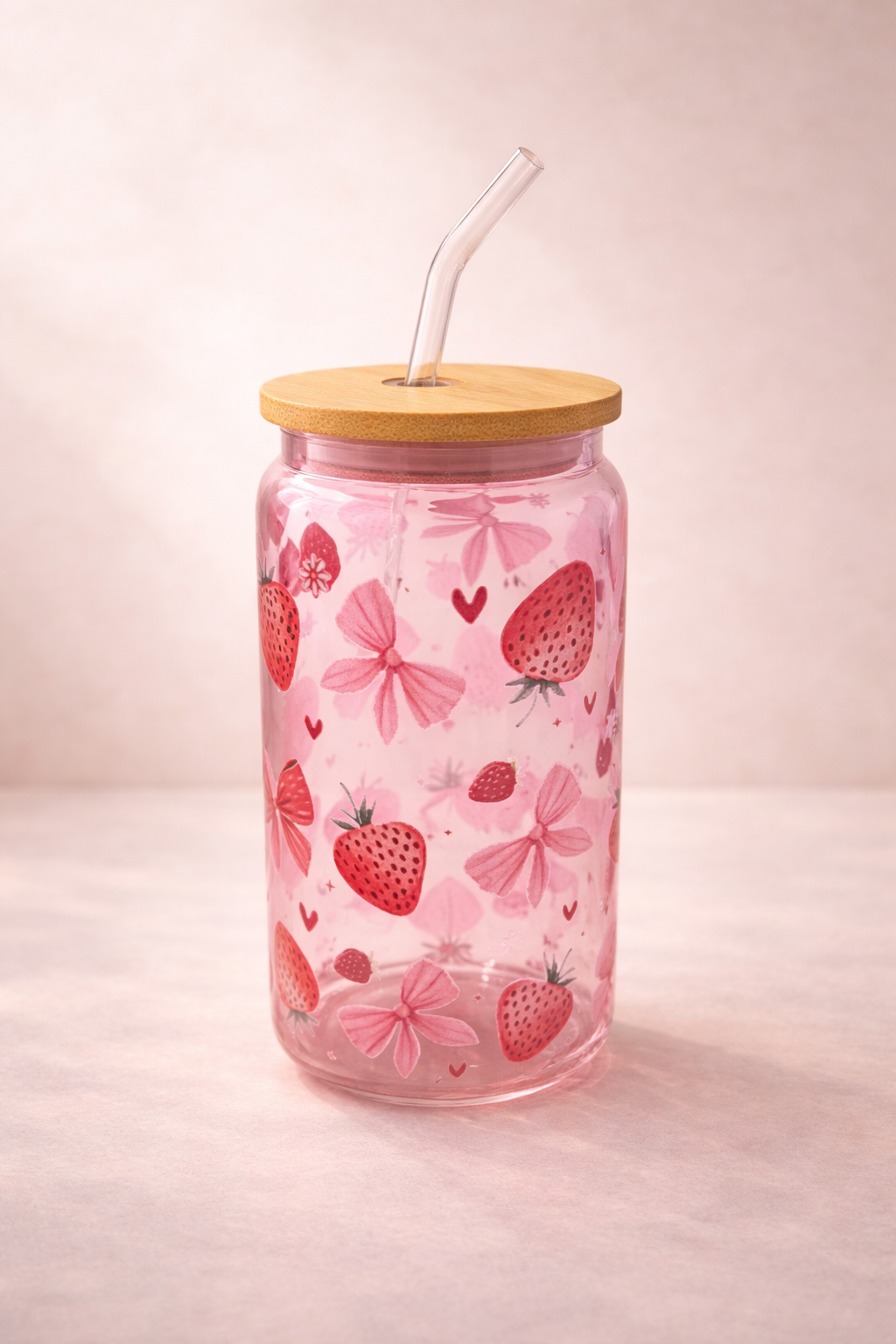 Trinkglas Erdbeeren + Schleifen - Limitierte Auflage