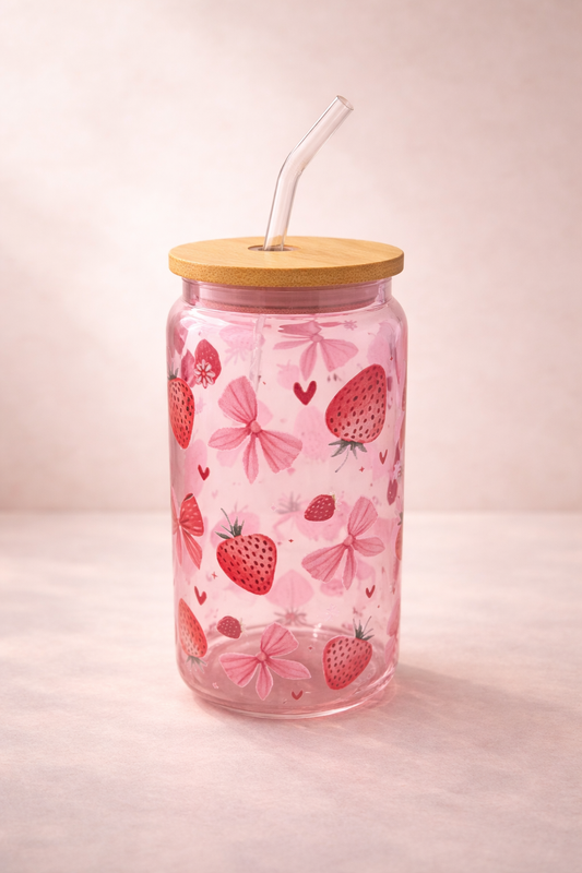 Trinkglas Erdbeeren + Schleifen - Limitierte Auflage