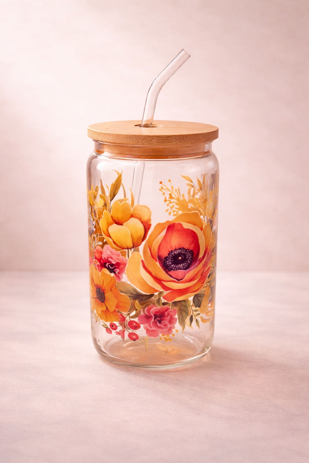 Trinkglas Blumen gelb-Limitierte Auflage