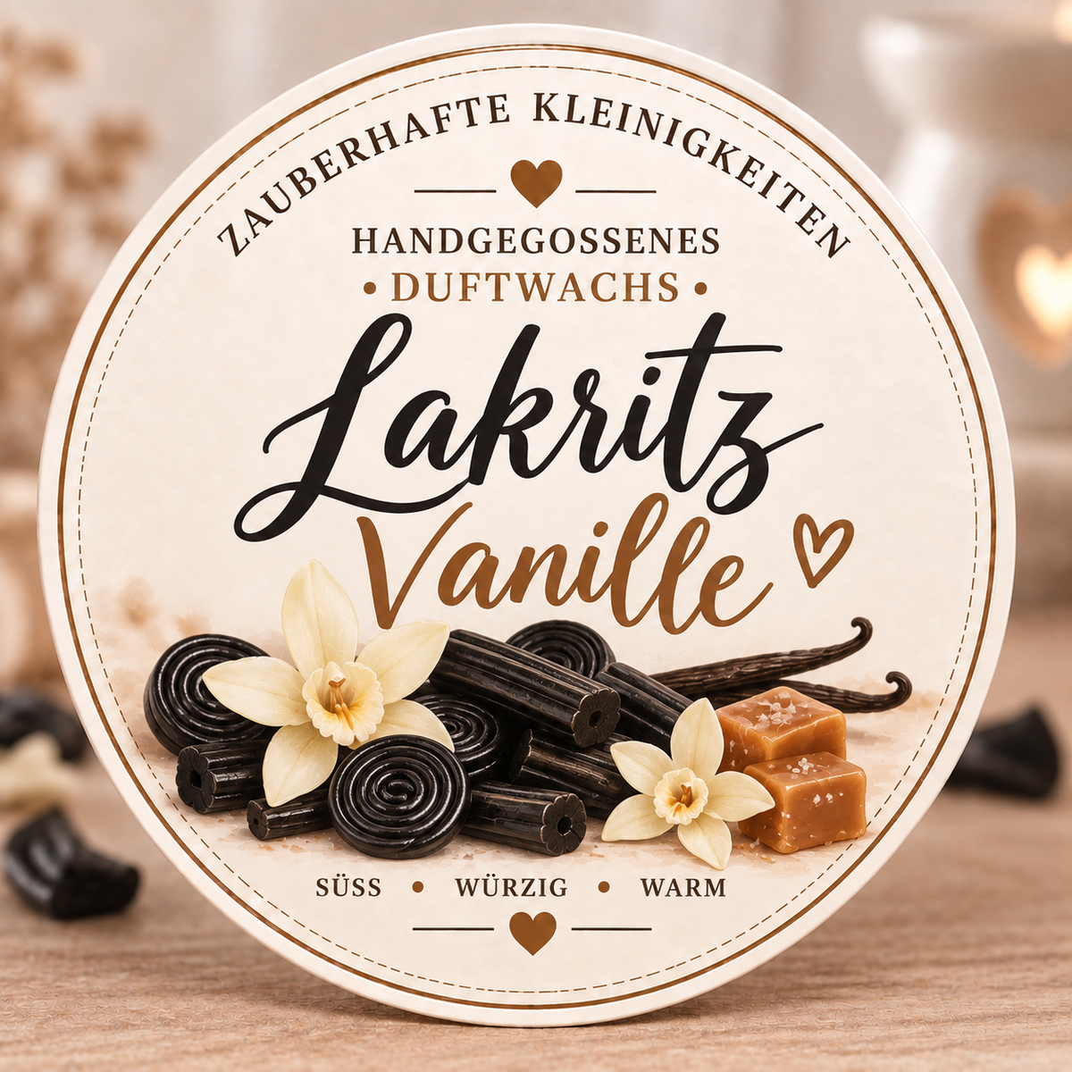 Lakritz Vanille – handgegossene Wax Melts aus Sojawachs