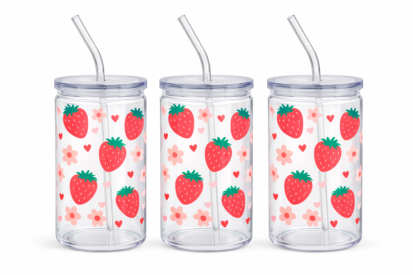 Trinkbecher mit Deckel & Strohhalm – Kunststoff