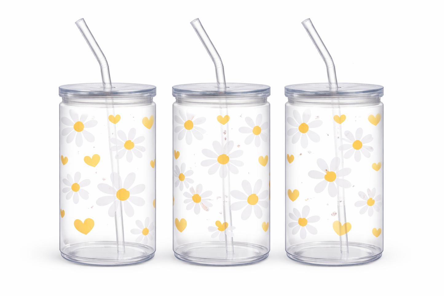 Trinkbecher mit Deckel & Strohhalm – Kunststoff