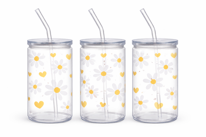 Trinkbecher mit Deckel & Strohhalm – Kunststoff