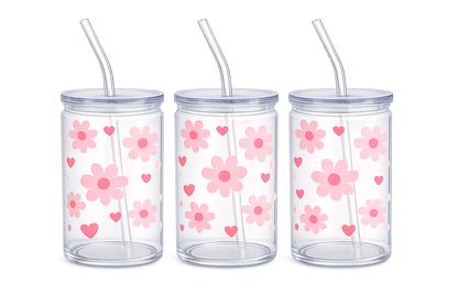 Trinkbecher mit Deckel & Strohhalm – Kunststoff