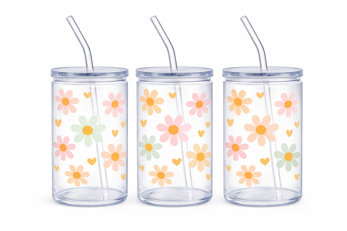 Trinkbecher mit Deckel & Strohhalm – Kunststoff