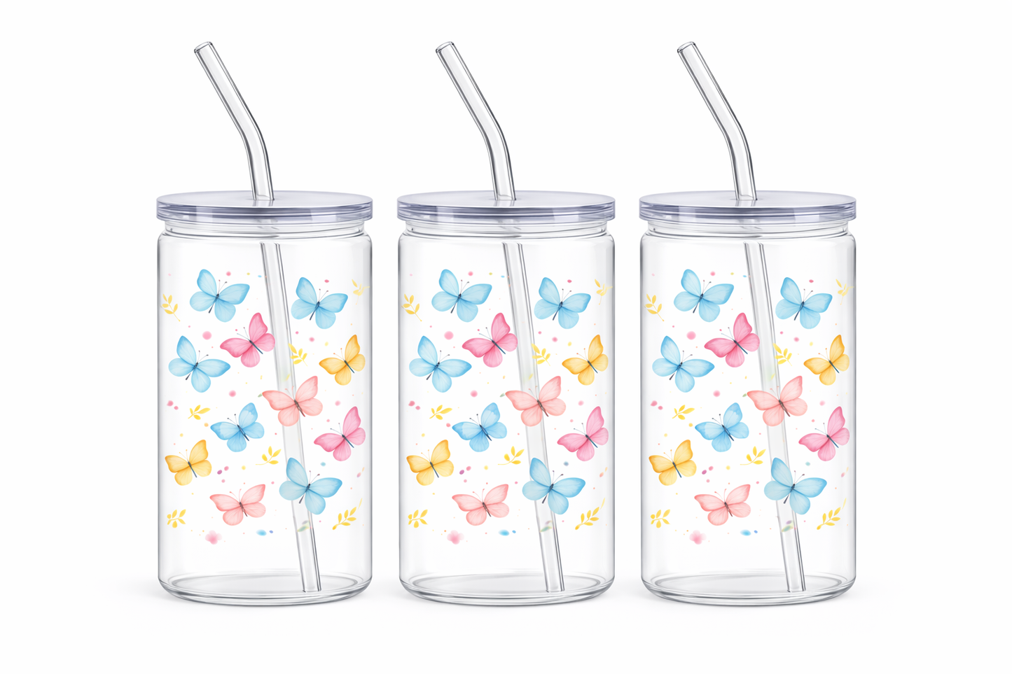 Trinkbecher mit Deckel & Strohhalm – Kunststoff