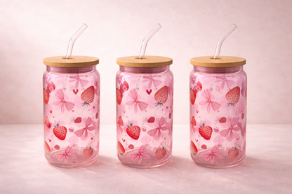 Trinkglas Erdbeeren + Schleifen - Limitierte Auflage