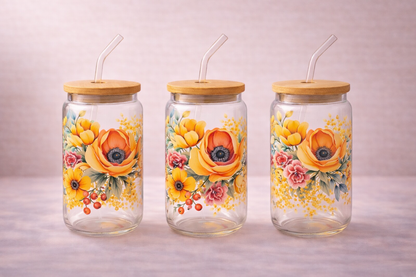 Trinkglas Blumen gelb-Limitierte Auflage