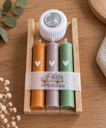 Herbstliches Kerzenset mit Kerzenhalter – verschiedene Designs