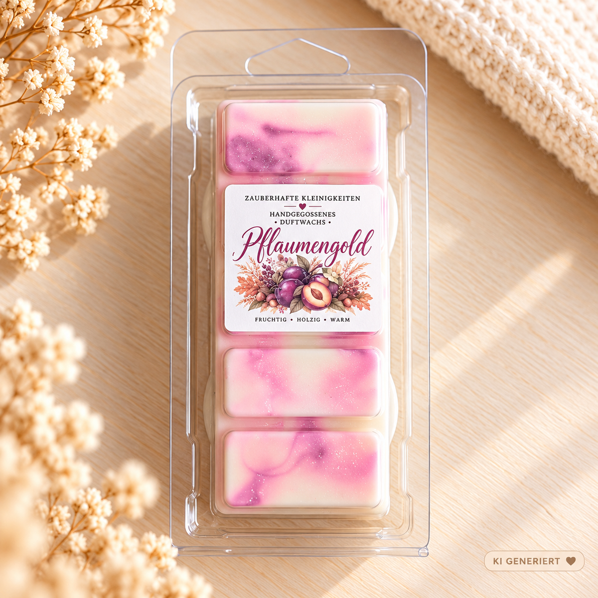 Pflaumengold - handgegossene Wax Melts aus Sojawachs
